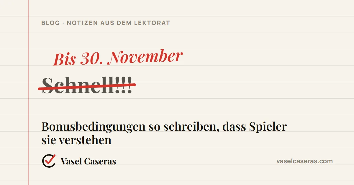 Korrektur: „Schnell!!!“ ersetzt durch „Bis 30. November“