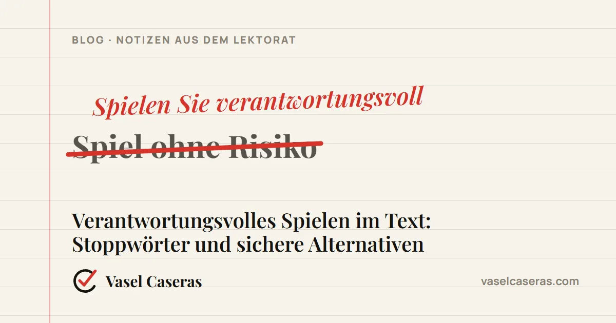 Korrektur: „Spiel ohne Risiko“ ersetzt durch „Spielen Sie verantwortungsvoll“