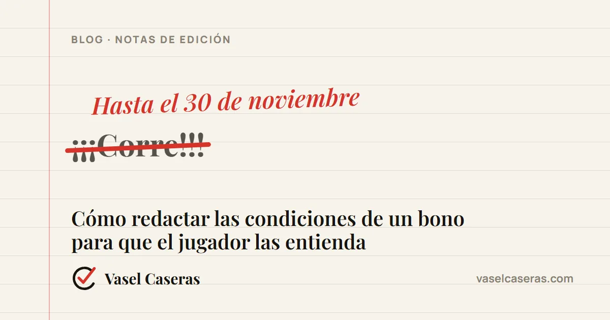 Corrección: «¡¡¡Corre!!!» sustituido por «Hasta el 30 de noviembre»