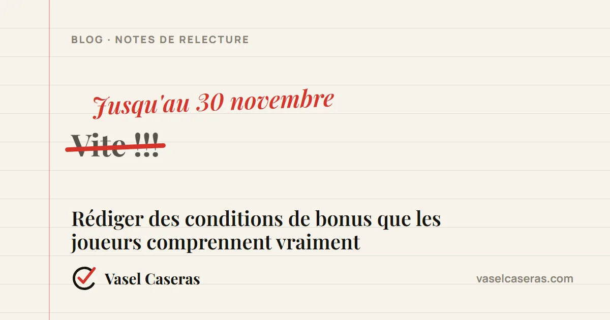Correction : « Vite !!! » remplacé par « Jusqu'au 30 novembre »