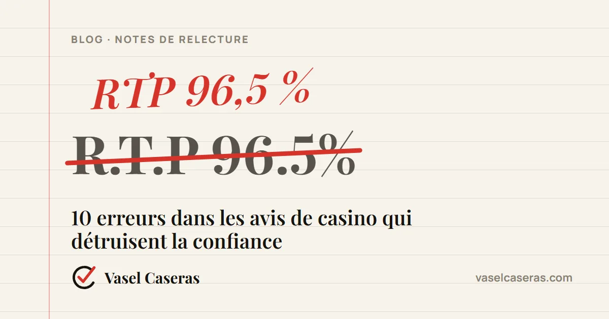 Correction dans un avis de casino : « R.T.P 96.5% » corrigé en « RTP 96,5 % »