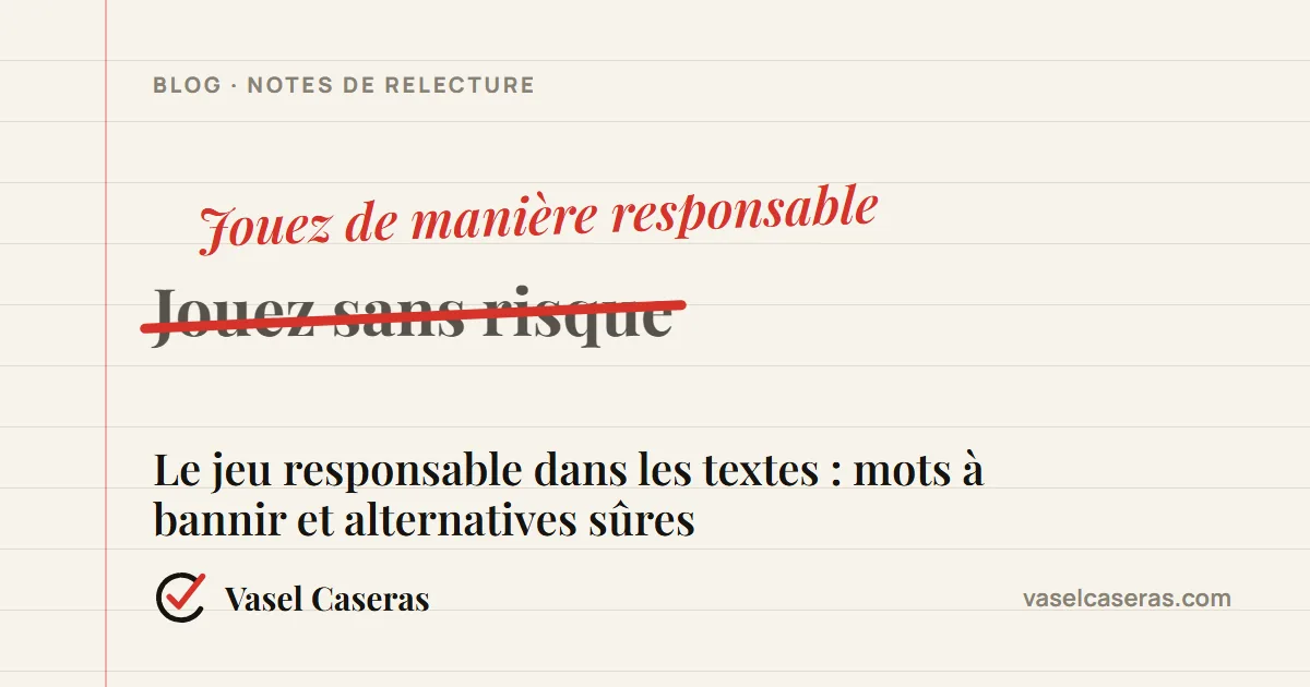 Correction : « Jouez sans risque » remplacé par « Jouez de manière responsable »