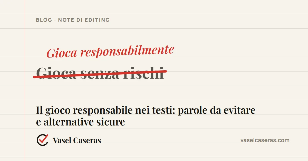 Correzione: «Gioca senza rischi» sostituito con «Gioca responsabilmente»