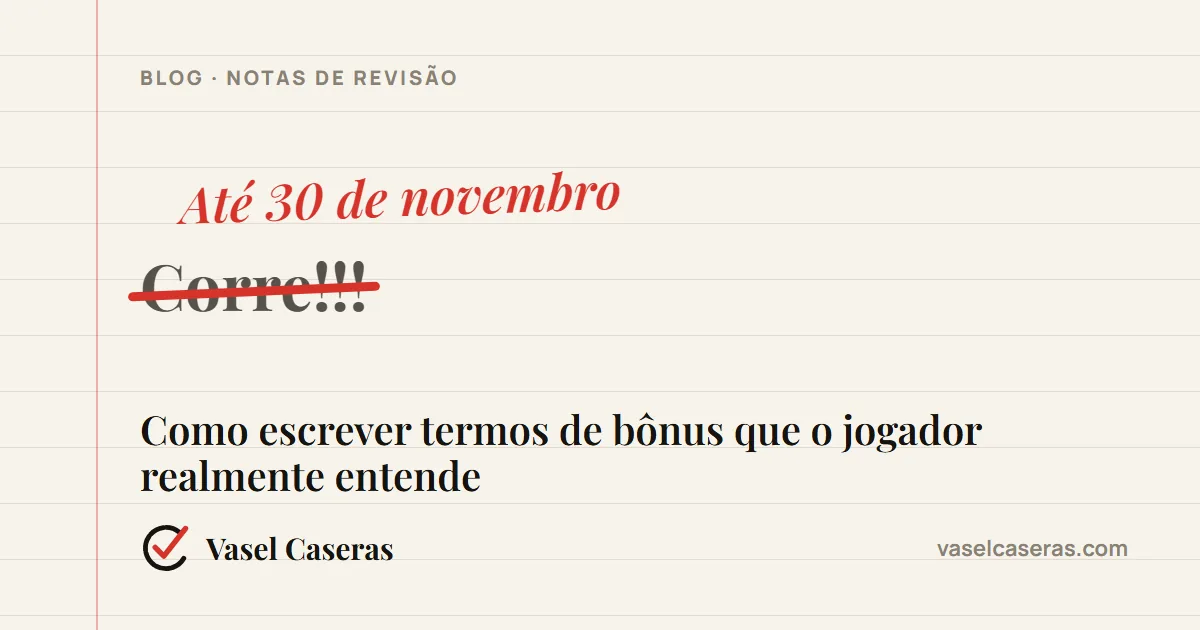 Revisão: “Corre!!!” substituído por “Até 30 de novembro”