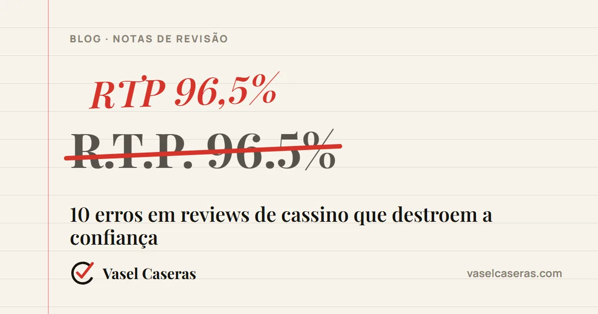 Revisão em um review de cassino: “R.T.P. 96.5%” corrigido para “RTP 96,5%”