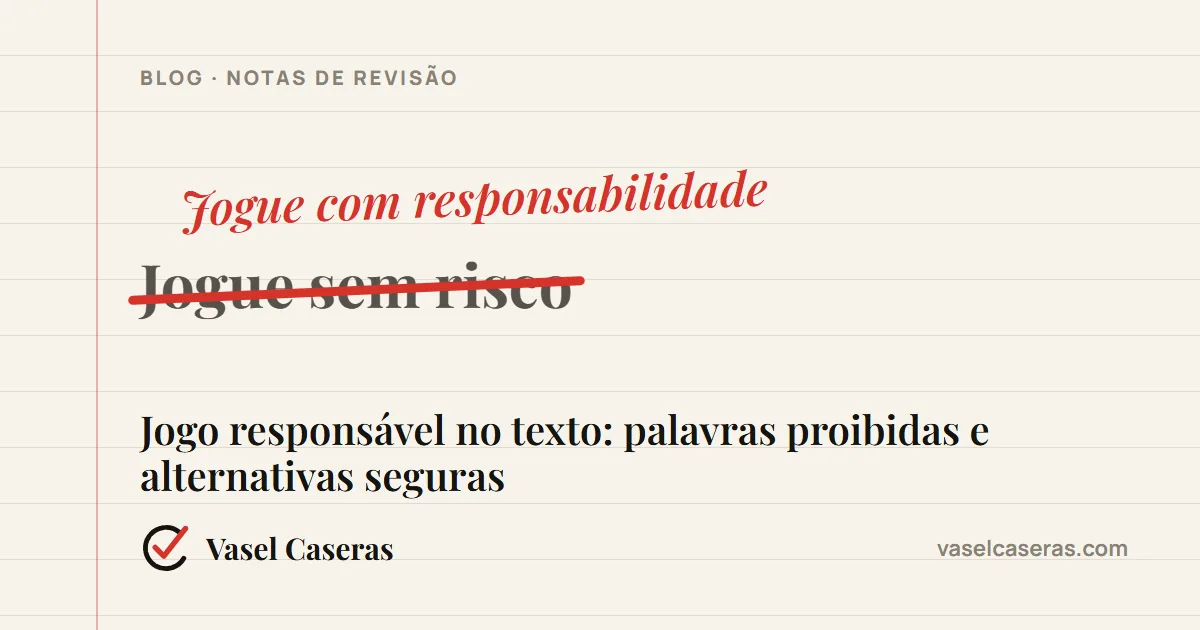 Revisão: “Jogue sem risco” substituído por “Jogue com responsabilidade”